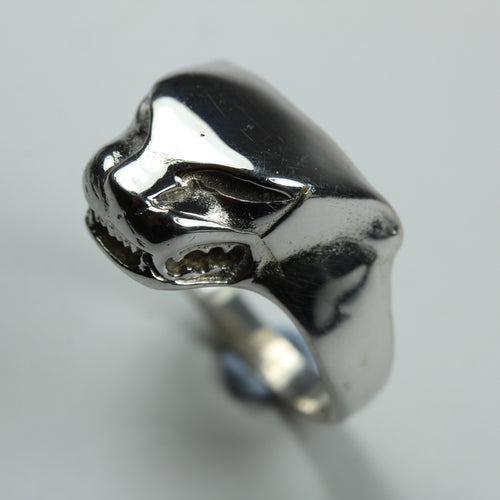 9ct White Gold Panther Mens Ring