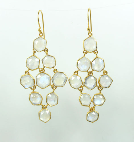 Gold Plated Sterling Silver Moonstone Earrings