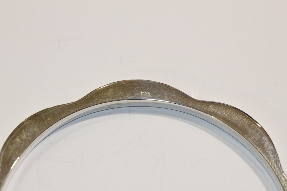 Sterling Silver Modernist Scalloped Edge Bracelet