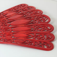 Victorian Red Dyed Carved Lucite Hair Comb