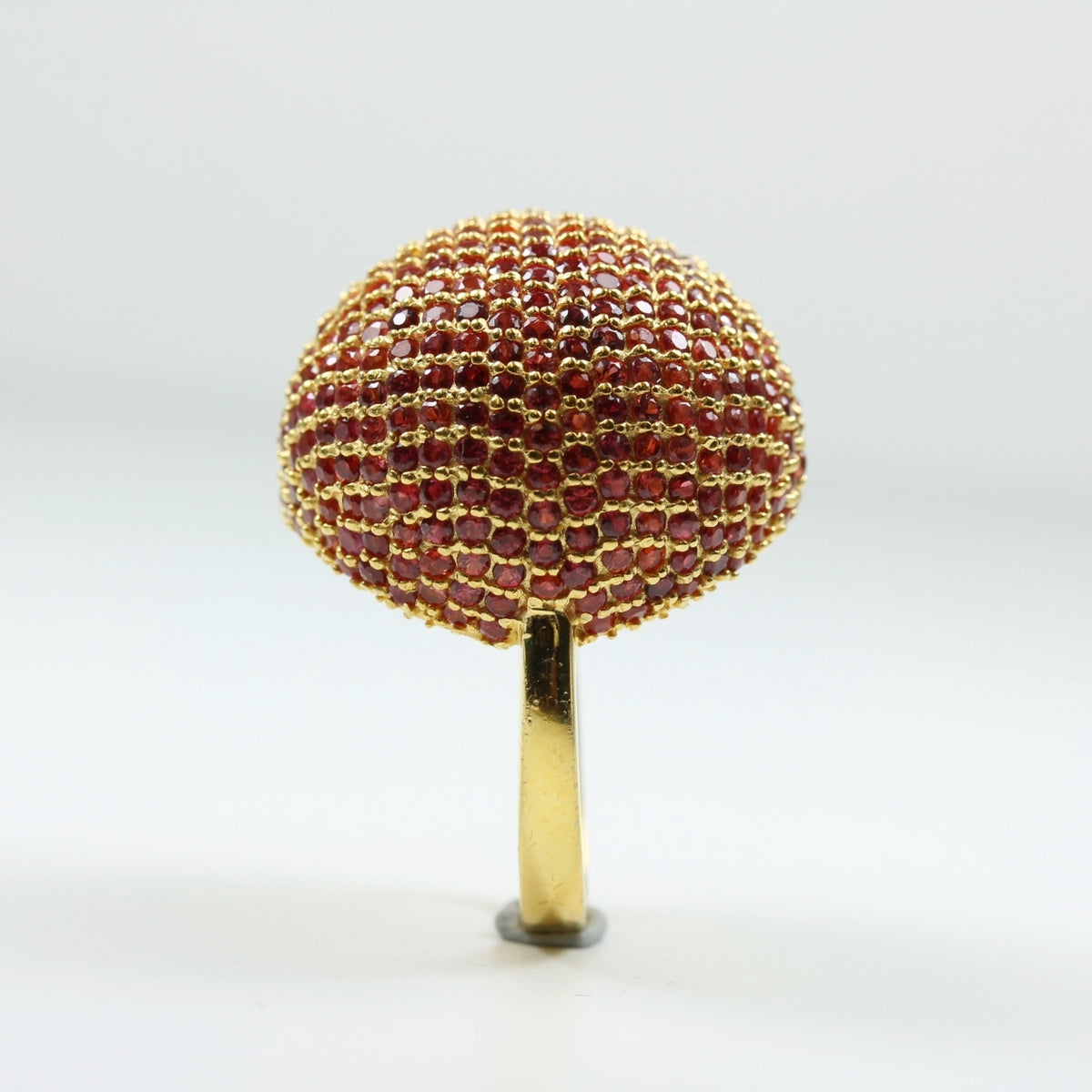 Sterling Silver Gold Plated Red Sapphire Ball Ring