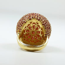 Sterling Silver Gold Plated Red Sapphire Ball Ring