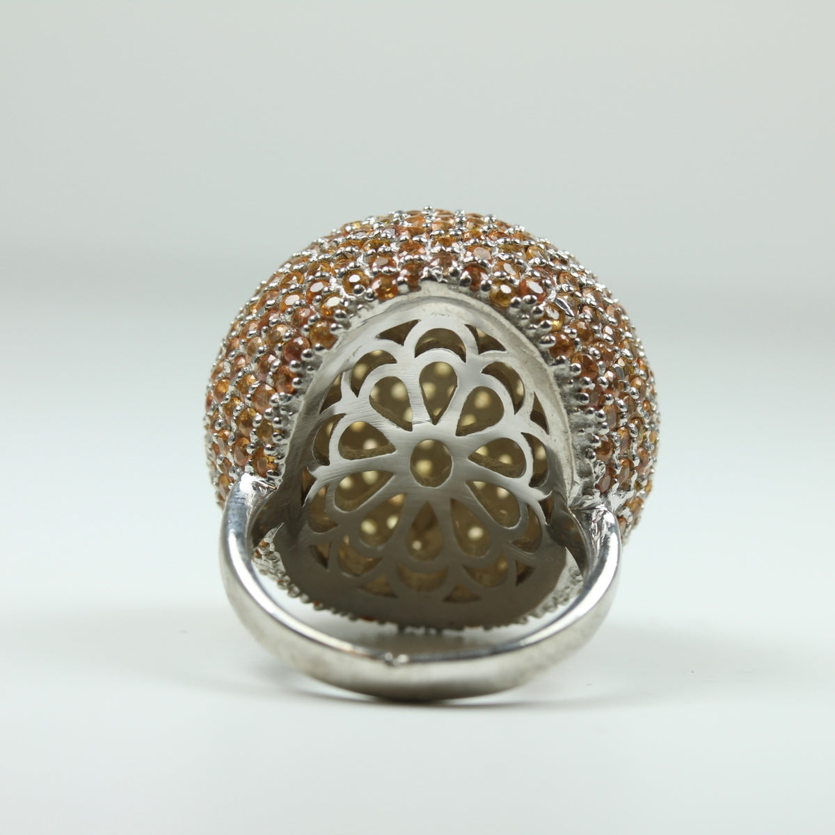 Sterling Silver Orange Sapphire Ball Ring