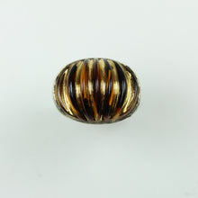 Sterling Silver Black and Gold Glass Ring