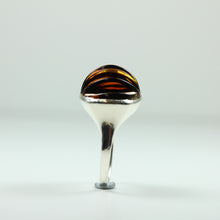 Sterling Silver Black and Gold Glass Ring