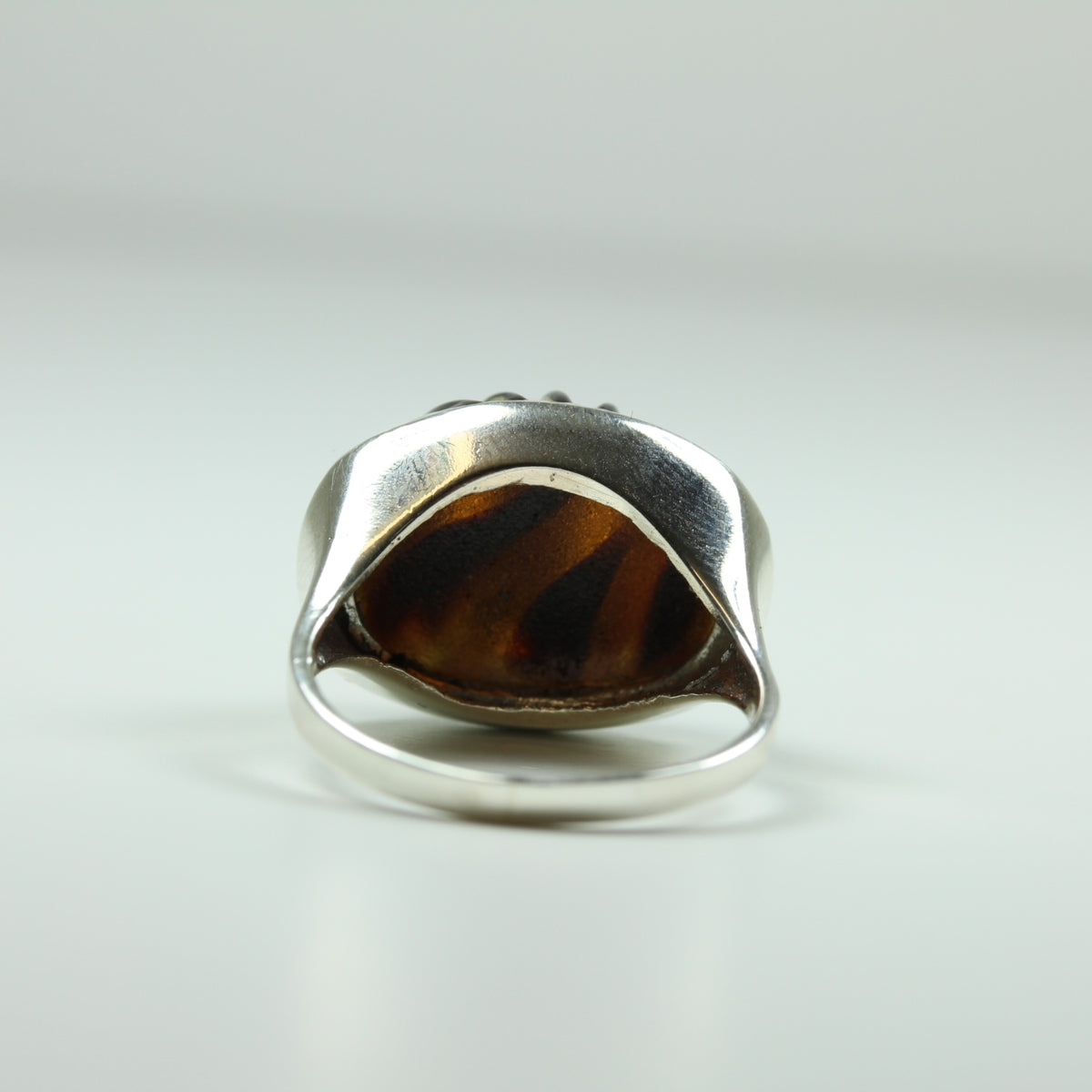 Sterling Silver Black and Gold Glass Ring