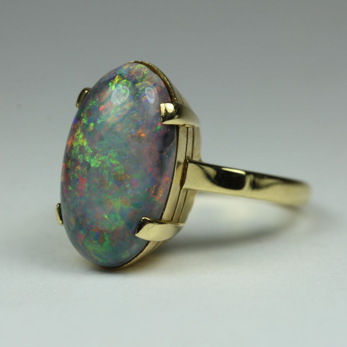 18ct Yellow Gold Solid Matrix Opal Ring