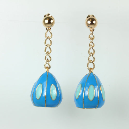 Silver Gold Plate Enamel Studded Earrings