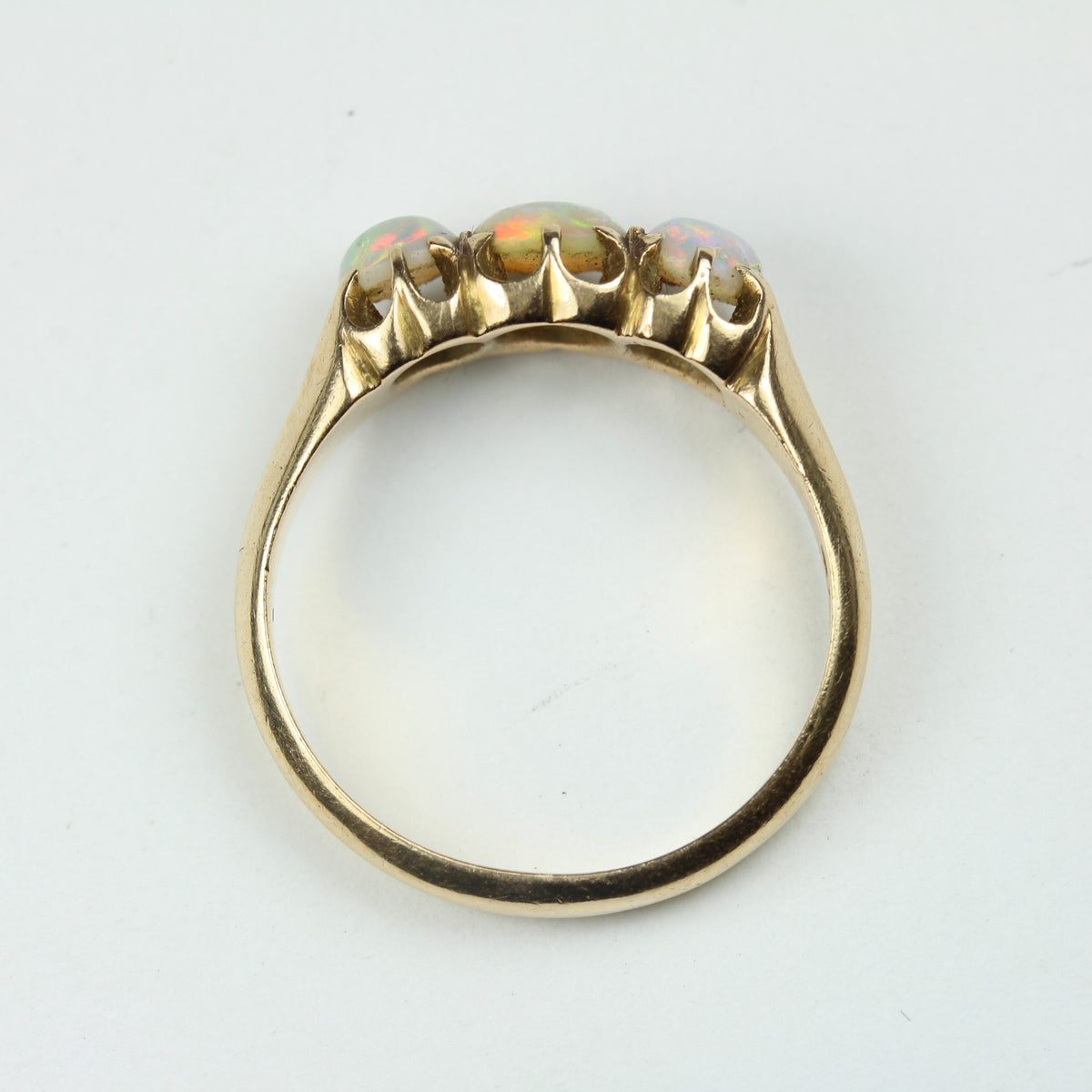 Victorian 15ct Yellow Gold Three Cabochon Opal Ring