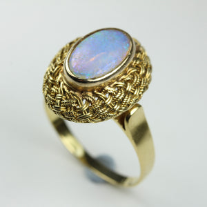 18ct Yellow Gold Solid Black Opal Ring