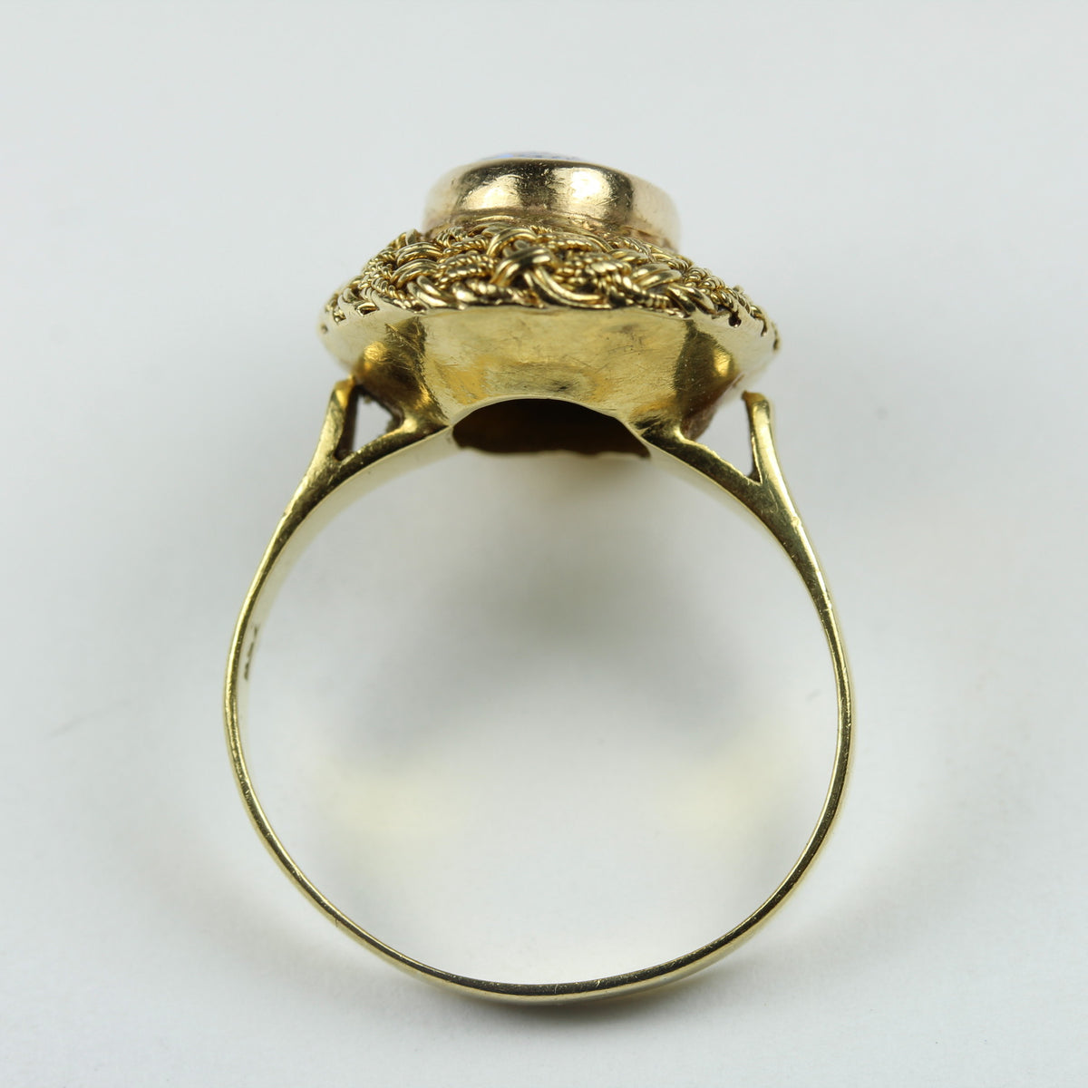 18ct Yellow Gold Solid Black Opal Ring