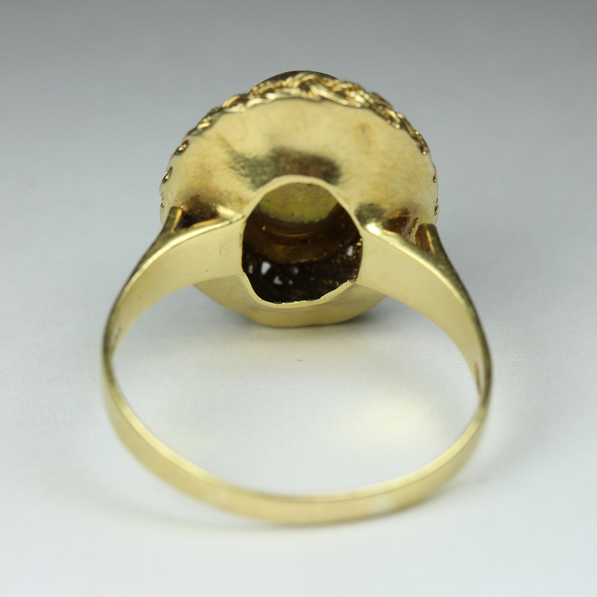 18ct Yellow Gold Solid Black Opal Ring