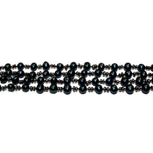 Blue Black Cultured Pearl Patterned Beaded Necklace