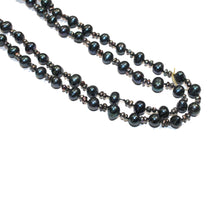 Blue Black Cultured Pearl Patterned Beaded Necklace