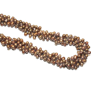 Semi-Baroque Brown Pearl Twisted Beaded Necklace