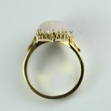 18ct Yellow Gold Heart Cut White Opal and Diamond Ring