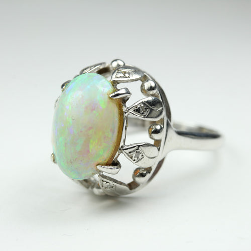 18ct White Gold White Opal Cocktail Ring