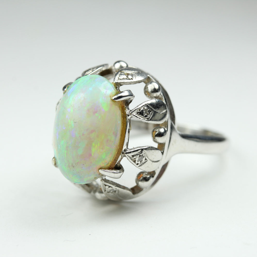 18ct White Gold White Opal Cocktail Ring
