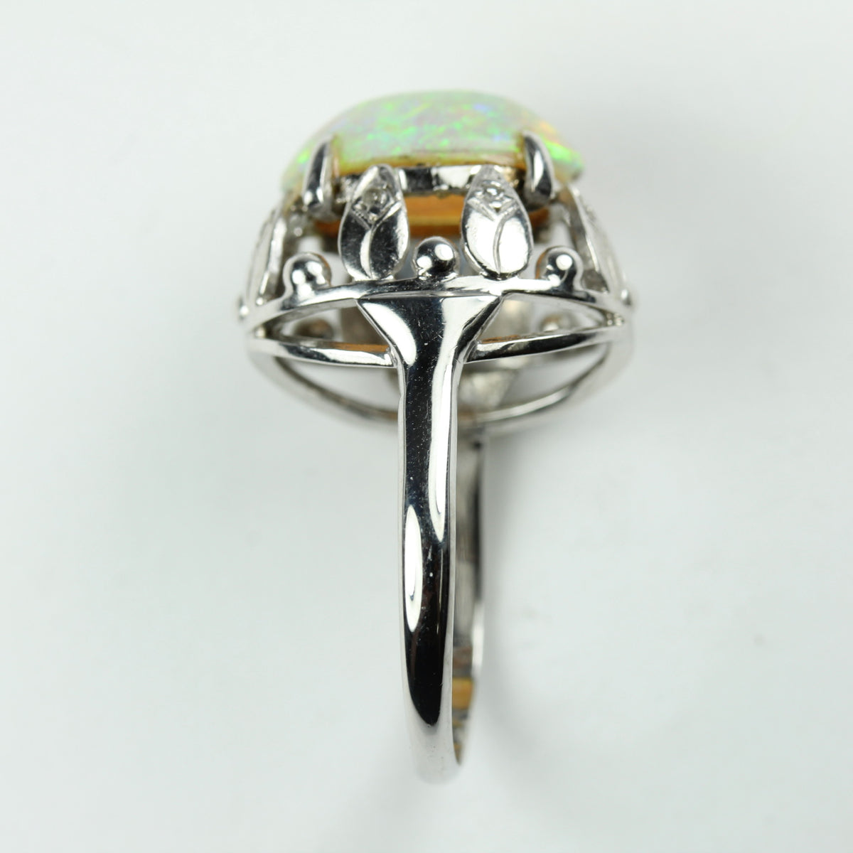 18ct White Gold White Opal Cocktail Ring
