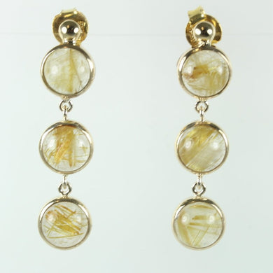 9ct Yellow Gold Rutile Quartz Drop Earrings