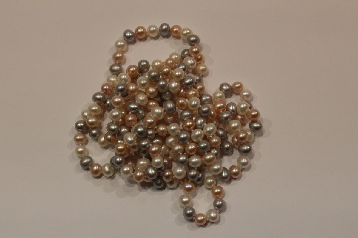 Pink, Grey and White Pearl Necklace