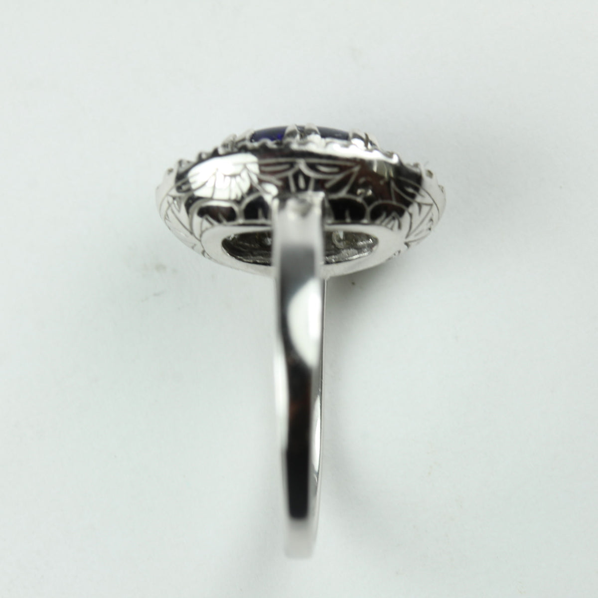 Lightning Ridge Solid Black Opal and Diamond Ring