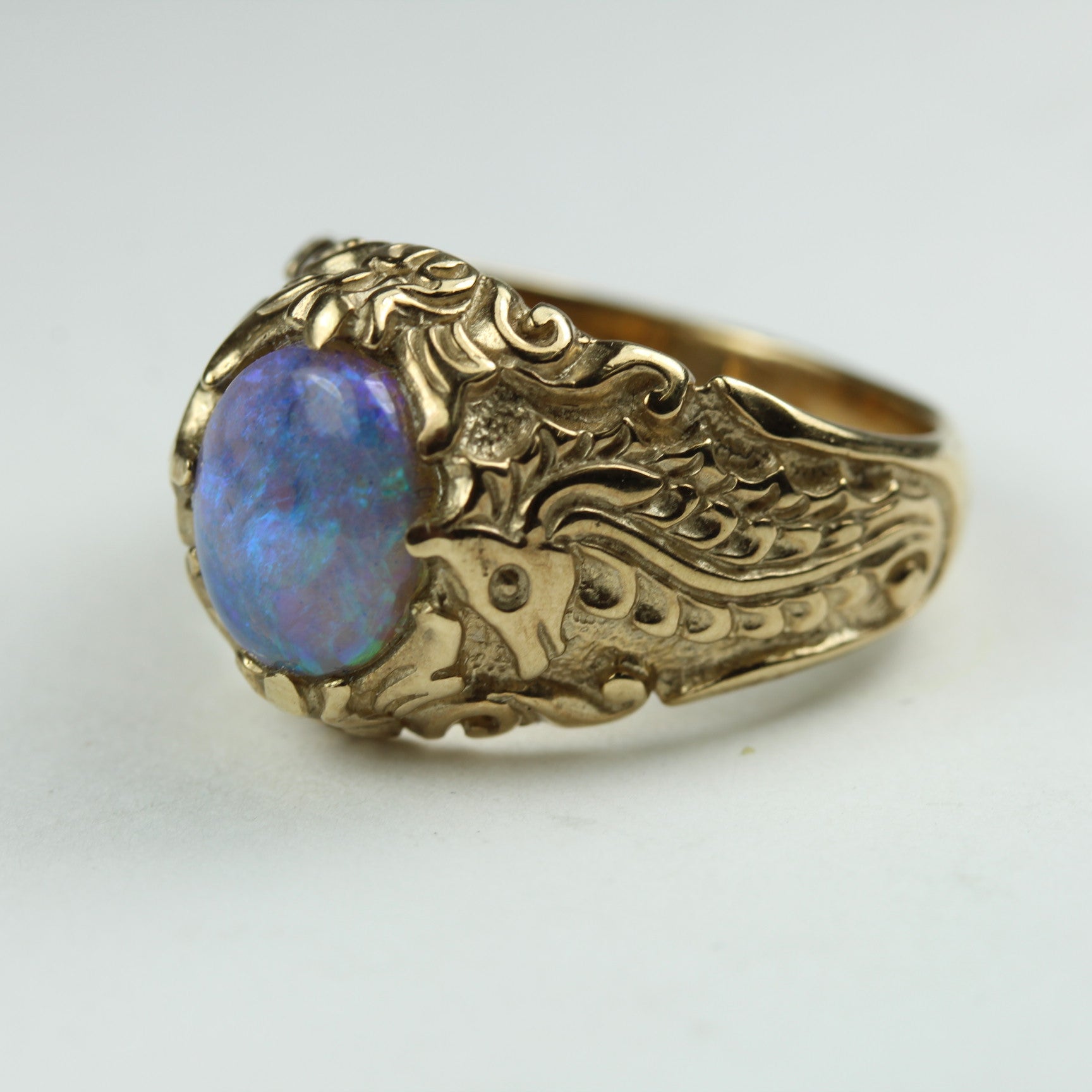 Black opal 2024 signet ring