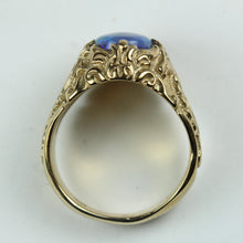 Vintage 9ct Yellow Gold Solid Black Opal Seahorse Signet Ring