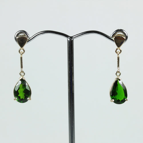 9ct Yellow Gold Modern Diopside Earrings