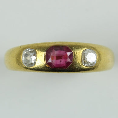 Antique 22ct Yellow Gold Ruby and Diamond Band