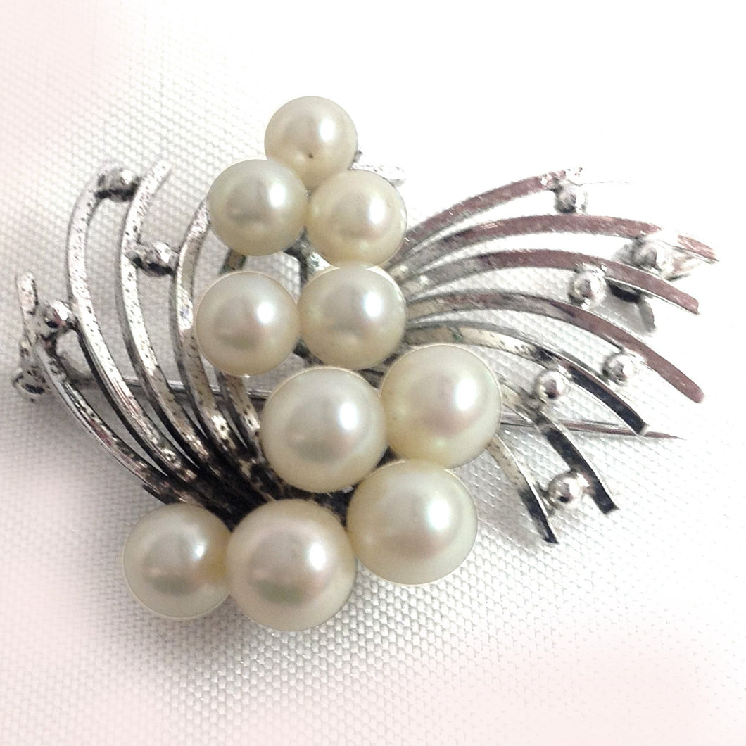 Silver and Cultured Pearl Brooch