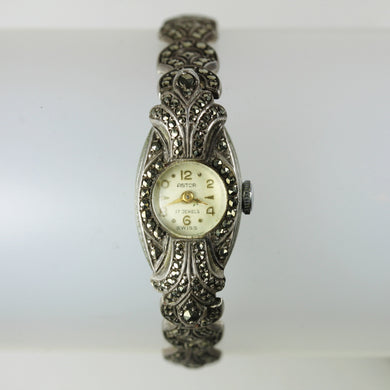 Antique Astor Ladies Marcasite Analog Wristwatch