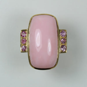 9ct White Gold Peruvian Opal with Pink Sapphire Ring