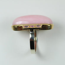 9ct White Gold Peruvian Opal with Pink Sapphire Ring