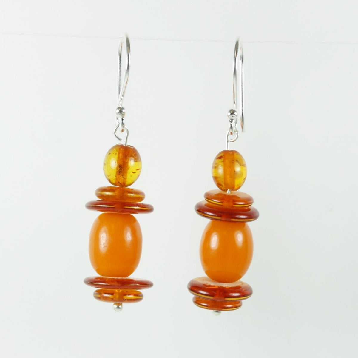 Sterling Silver Baltic Honey Amber Beaded Drop Earrings