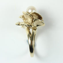 Elaborate Vintage 10ct Yellow Gold Cultured Seed Pearl Ring