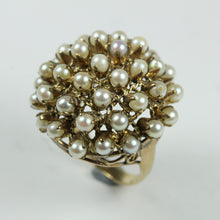Vintage 14ct Yellow Gold Woven Basket Seed Pearl Ring