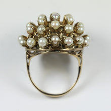 Vintage 14ct Yellow Gold Woven Basket Seed Pearl Ring