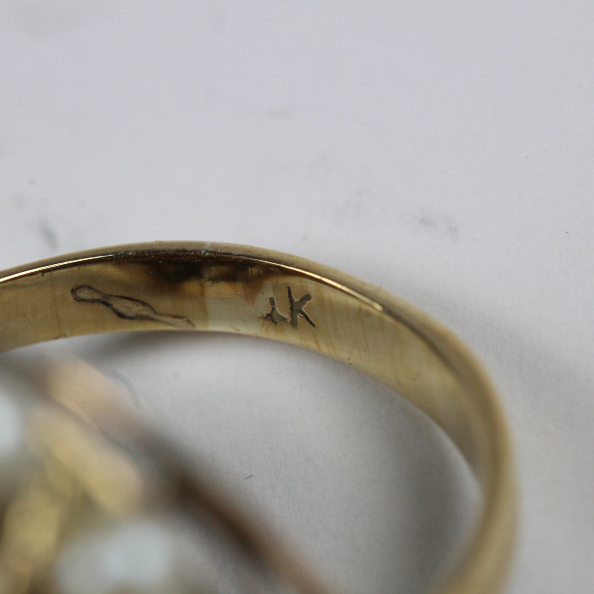 Vintage 14ct Yellow Gold Woven Basket Seed Pearl Ring