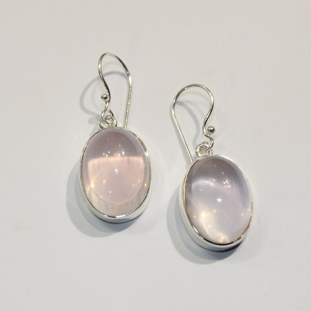Sterling Silver Rose Quartz Hook Drop Earrings