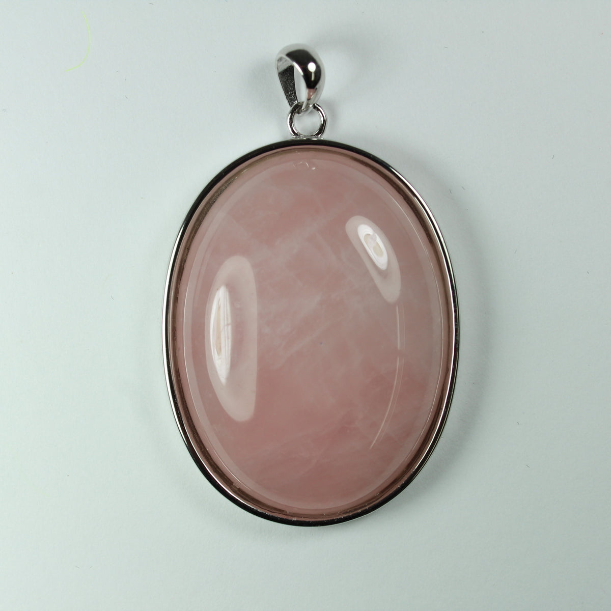 Sterling  Silver Oval Rose Quartz Gemstone Pendant