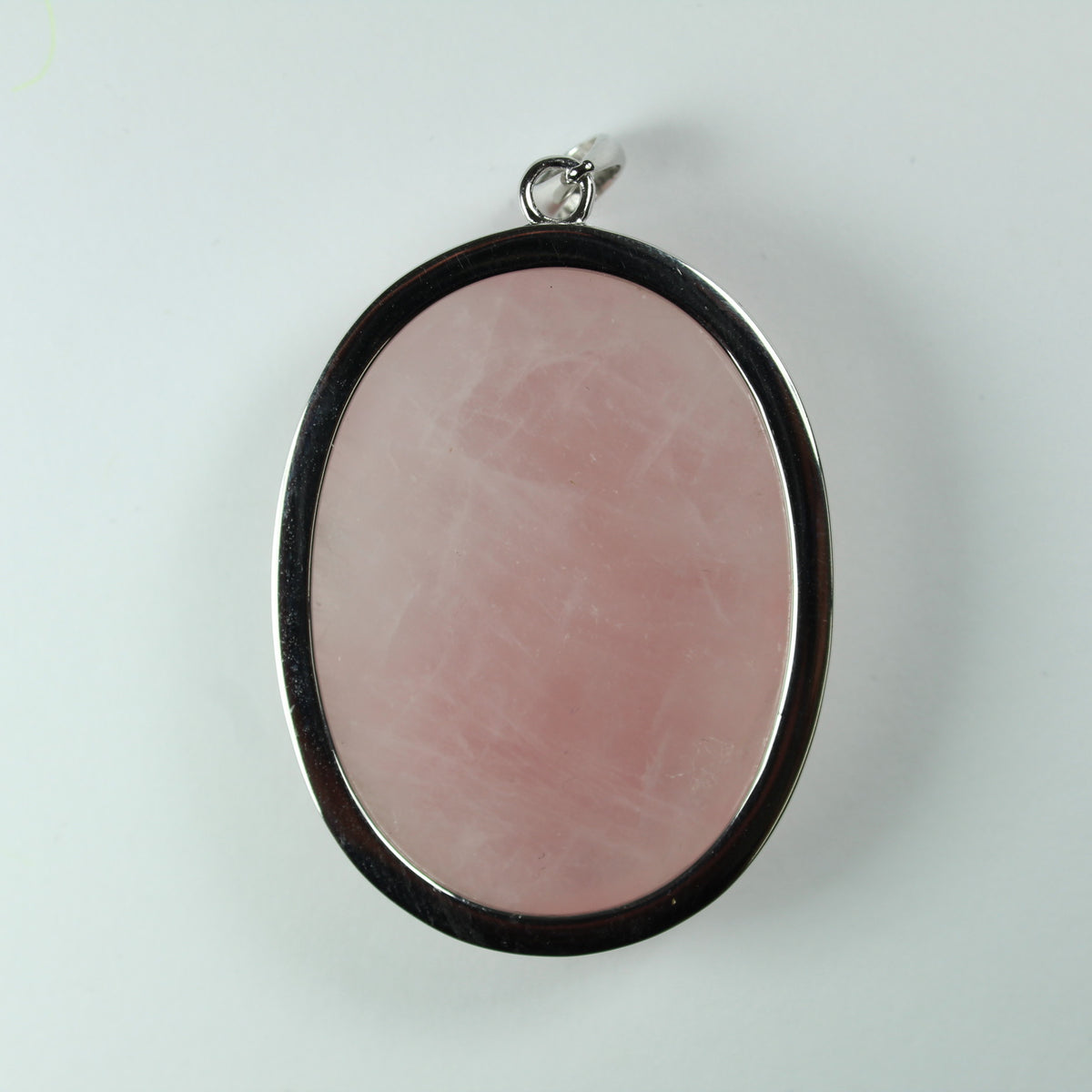 Sterling  Silver Oval Rose Quartz Gemstone Pendant
