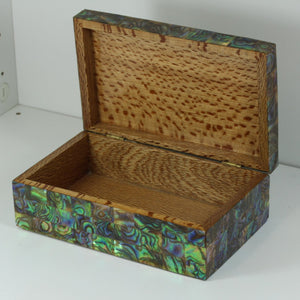 Vintage Abalone Shell Inlay Wood Jewellery Box