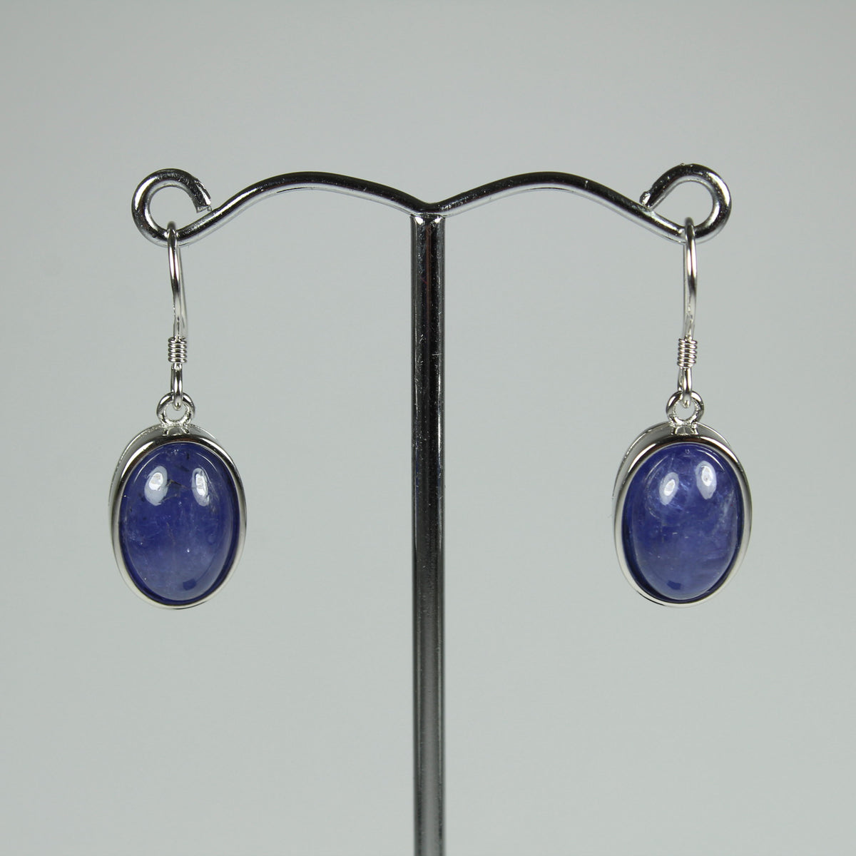 Sterling Silver Cabochon Tanzanite Earrings