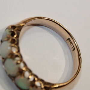 Antique 18ct Yellow Gold 2.24ct Solid Opal Bridge Ring
