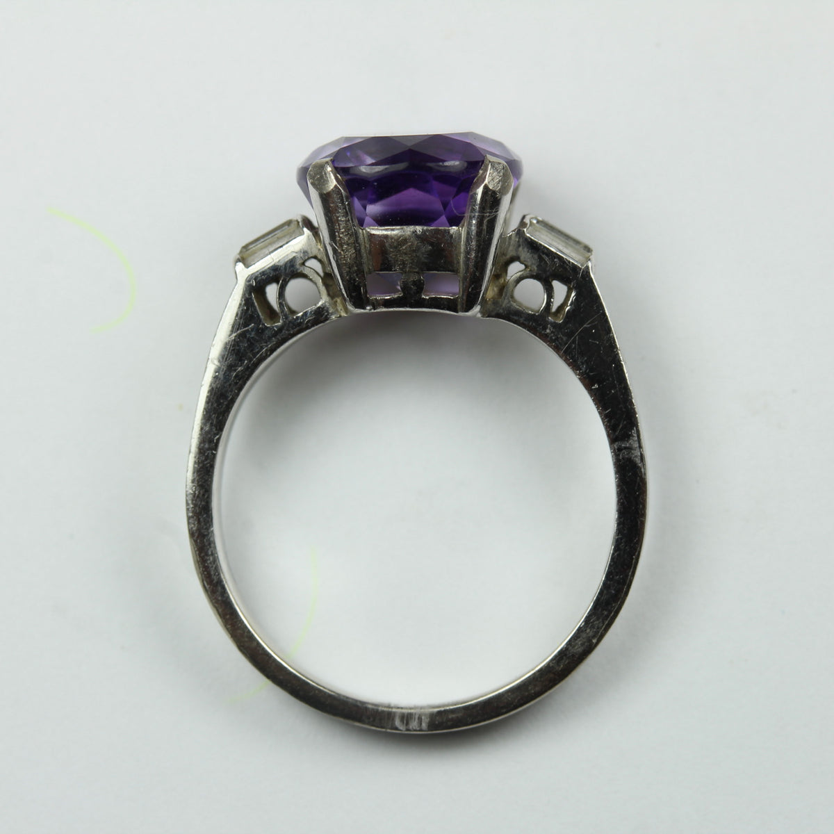 18ct White Gold Amethyst and Diamond Ring