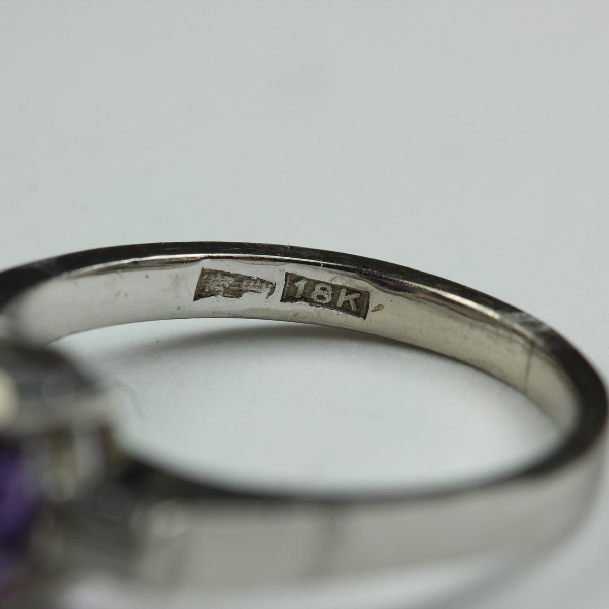 18ct White Gold Amethyst and Diamond Ring
