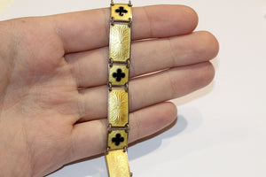 Vintage Scandinavian Sterling Silver Buttercup Yellow Enamel Bracelet