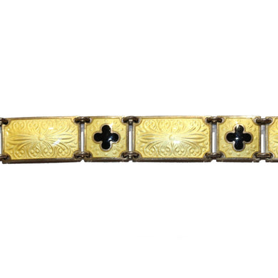 Vintage Scandinavian Sterling Silver Buttercup Yellow Enamel Bracelet