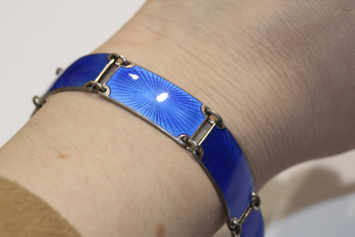 Finn Jensen Norwegian Silver and Blue Enamel Bracelet